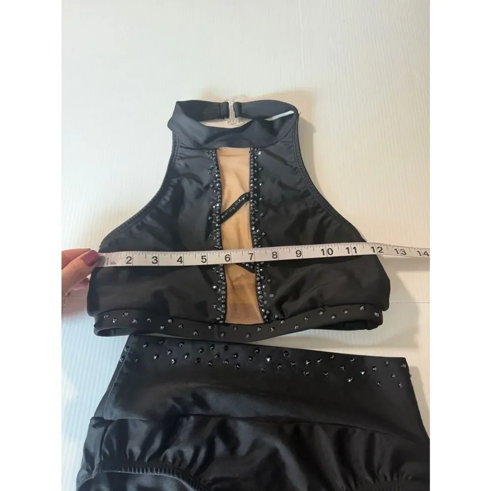 AA dance design costume black 2 piece illusion custom moonlight SA adult